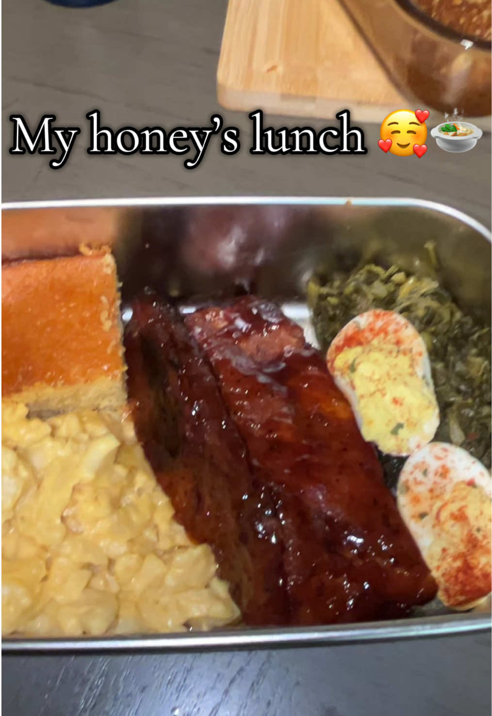 I had to run it back one more time with the eggs and greens though 🥴🥰 #food #soulfoodcooking #fyp #cornbread #ribs  