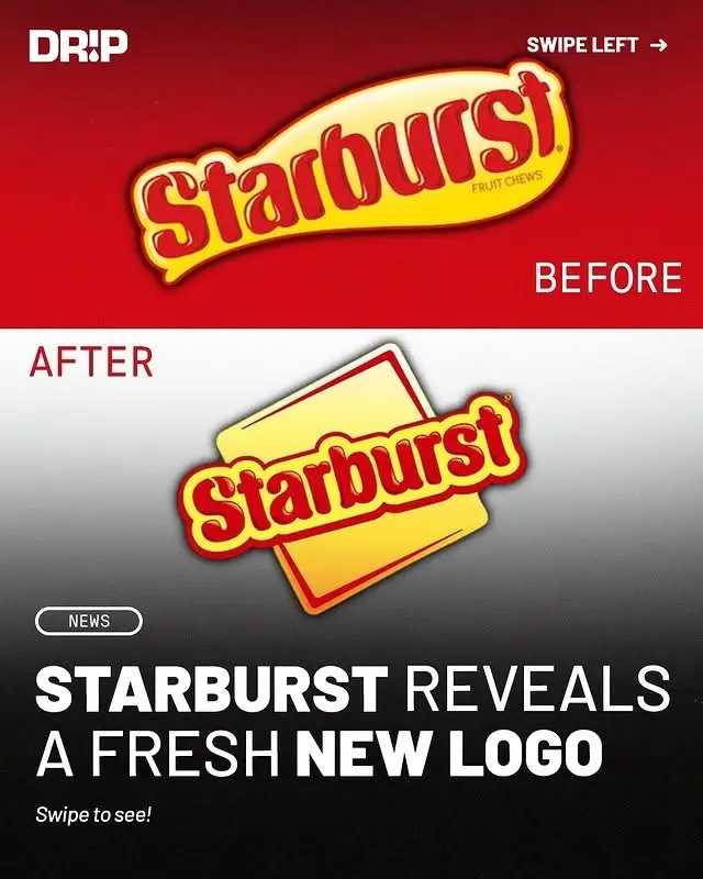 Starburst just revamped their logo ‼️ Created by brand design agency Straight Forward. #starburst #foodnews #FoodTok #hypebeast #graphicdesign #logos #logodesign #graphicdesigner 