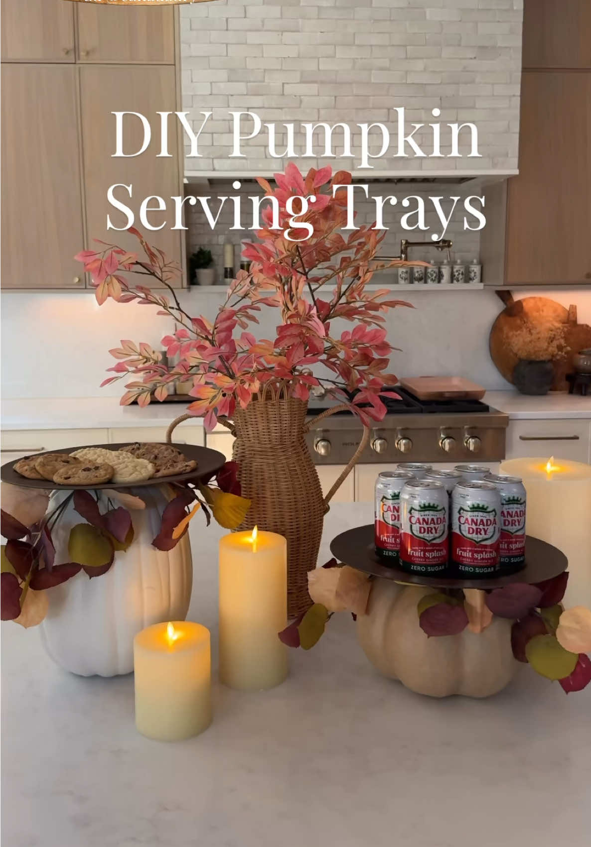 #ad DIY pumpkin trays 🎃🍂 I had so much fun making these (and yes, I was sipping @canadadry Fruit Splash Cherry the whole time. PSA: they even have Zero Sugar 🙌 so you can get cozy and sip while snacking on all the fall treats guilt-free! #CanadaDry #fall #diydecor