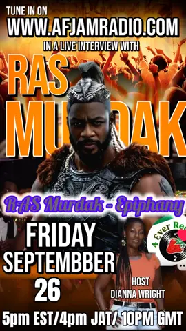 #liveinterview #rasmurdak #livemusic #afjamradio  Don't miss this interview! @Cycle Head @ras_murdak @ANKH @Achoti Sando Yiz'rayl  @Adisa @AfJamRadio @Allen 🇯🇲 @Africka|UGC @alexhayford 