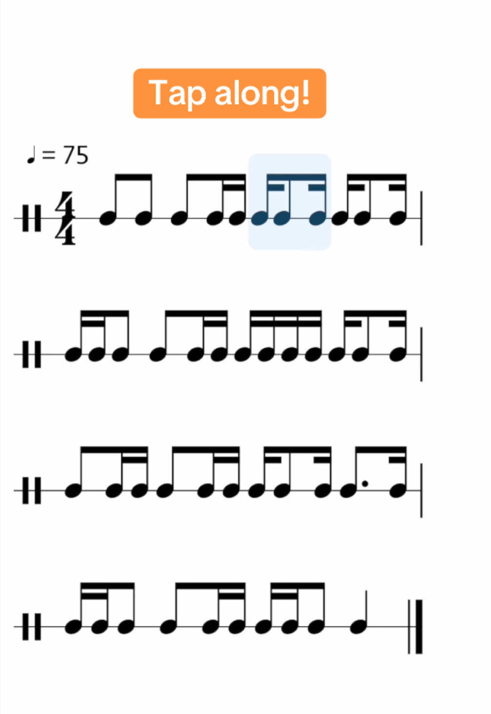 Rhythm tap along for musicians. Improve your sight reading and rhythmic accuracy. 🥁🎶  #rhythm #sightreading #drumming #musicpractice #musictutorial 