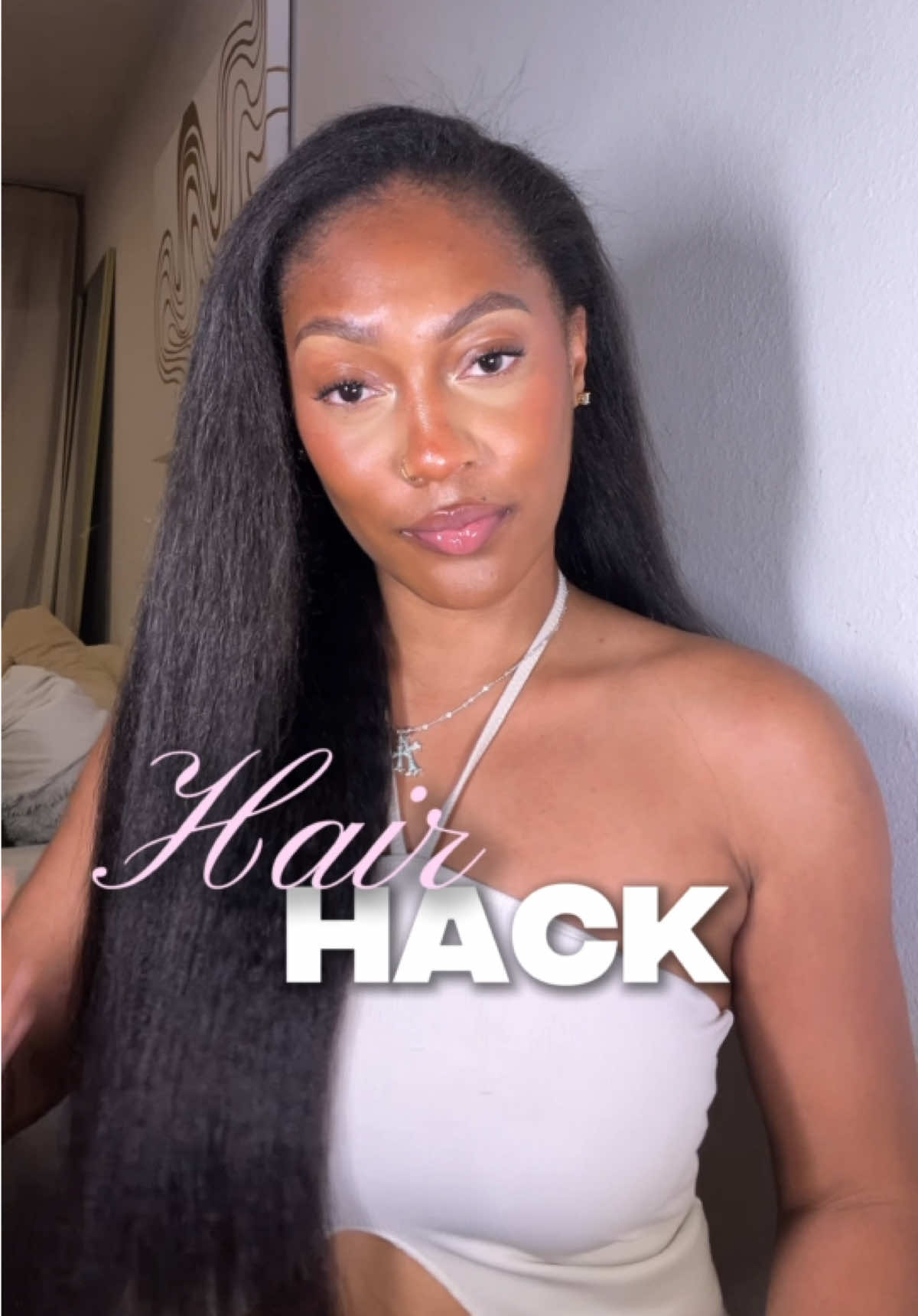 This is the one!😍 Curlyme Hair Kinky Straigth Half Wig 24 inch @CurlyMe Hair @CurlyMe Hair Store #halfwig #curlmehair #hairhack #tiktokshopcreatorpicks #hairstylesforblackgirls 