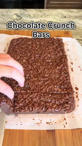 🍫 Chocolate Crunch Bar No-bake, chewy, chocolatey goodness—perfect for a sweet snack! Ingredients: 6 cups rice crispy cereal 3 cups chocolate chips 2 cups peanut butter 1 cup maple syrup ½ cup coconut oil Instructions: Line a 9” x 16” baking dish with parchment paper and set aside. In a large mixing bowl, add the rice cereal. In a microwave-safe bowl or saucepan, combine:  Chocolate chips Peanut butter Maple syrup Coconut oil Heat until melted, stirring often. Stir until fully smooth and incorporated. Pour over the rice cereal and mix until well combined. Transfer the mixture into your prepared dish. Refrigerate until firm, about 1–2 hours. Slice and serve. Store chilled for best texture. #HomemadeCrunchBars #NoBakeDessert #EasyTreats #ChocolatePeanutButter #CrispyGoodness