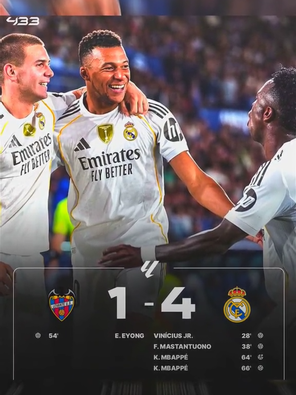 Levante vs Real madrid (1-4) | mbappe gacorr cuyy & mastantuono goal debut🔥🥶 #levante #realmadrid #laliga #mbappe #fyp 