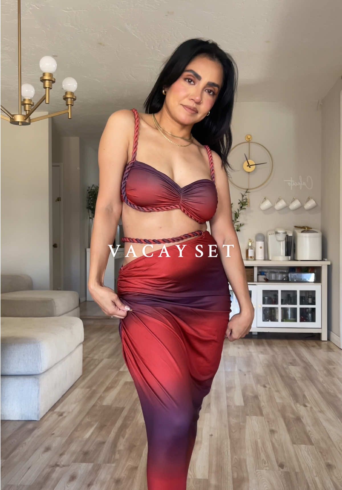 This set is so fun. I ordered a size too big so the skirt was a bit loose, so order your normal size, it’s very stretchy! 😍 #outfitset #womenoutfit #goingoutoutfit #vacationoutfits #creatorsearchinsights  