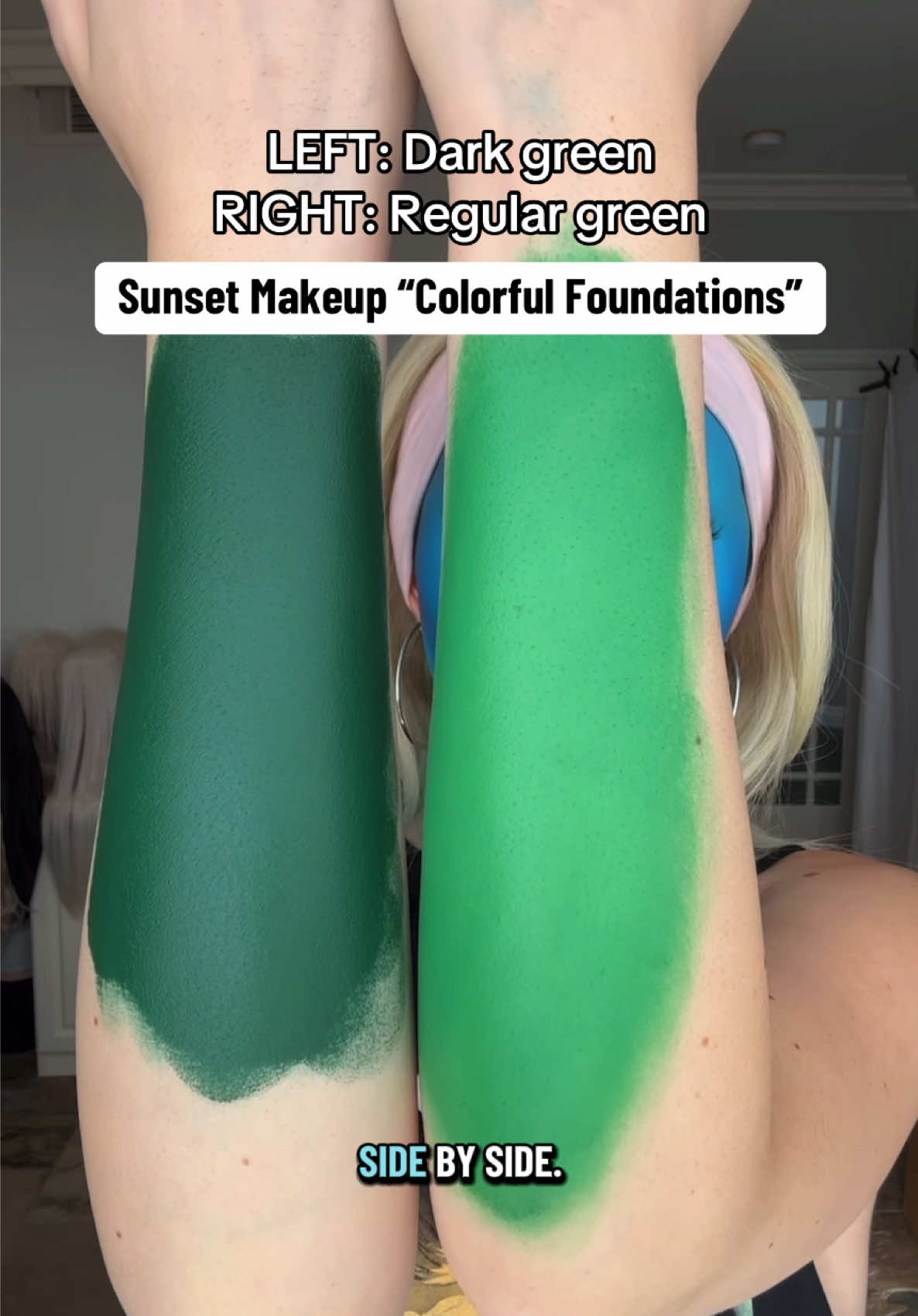 Our Sunset Makeup Green Colorful Foundations ☘️ #colorfulmakeup #sfxmakeup #cosplay #cosplaymakeup #creativemakeup 
