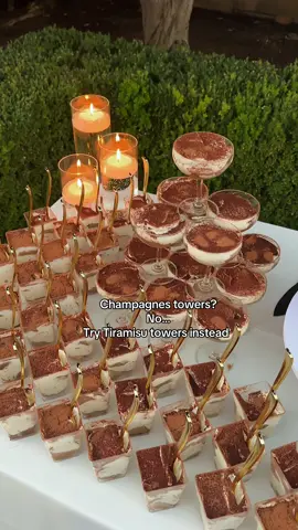 Tiramisu tower? I’ll take two please!  #weddingideas #tiramisutower #champagnetower #2026wedding @darbs 