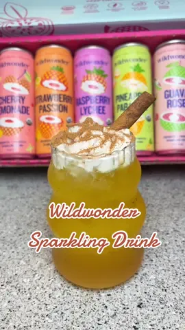 Gifted By Wildwonder ✨ Today’s fall drink is a Sparkling Mango Apple Cider using Wildwonders Mango Gold!  Wildwonder had incredible flavors and a unique taste. There’s a flavor for everyone!  Flavors: Guava Rose, Strawberry Passion, Raspberry Lychee, Pineapple Paradise, Mango Gold, and Cherry Lemonade Low sugar (6 grams per can), only 40 calories per can, probiotics and prebiotics, 5 grams of plant-based dietary fiber, no stevia @wildwonder #drinkwildwonder #happyguthappylife 