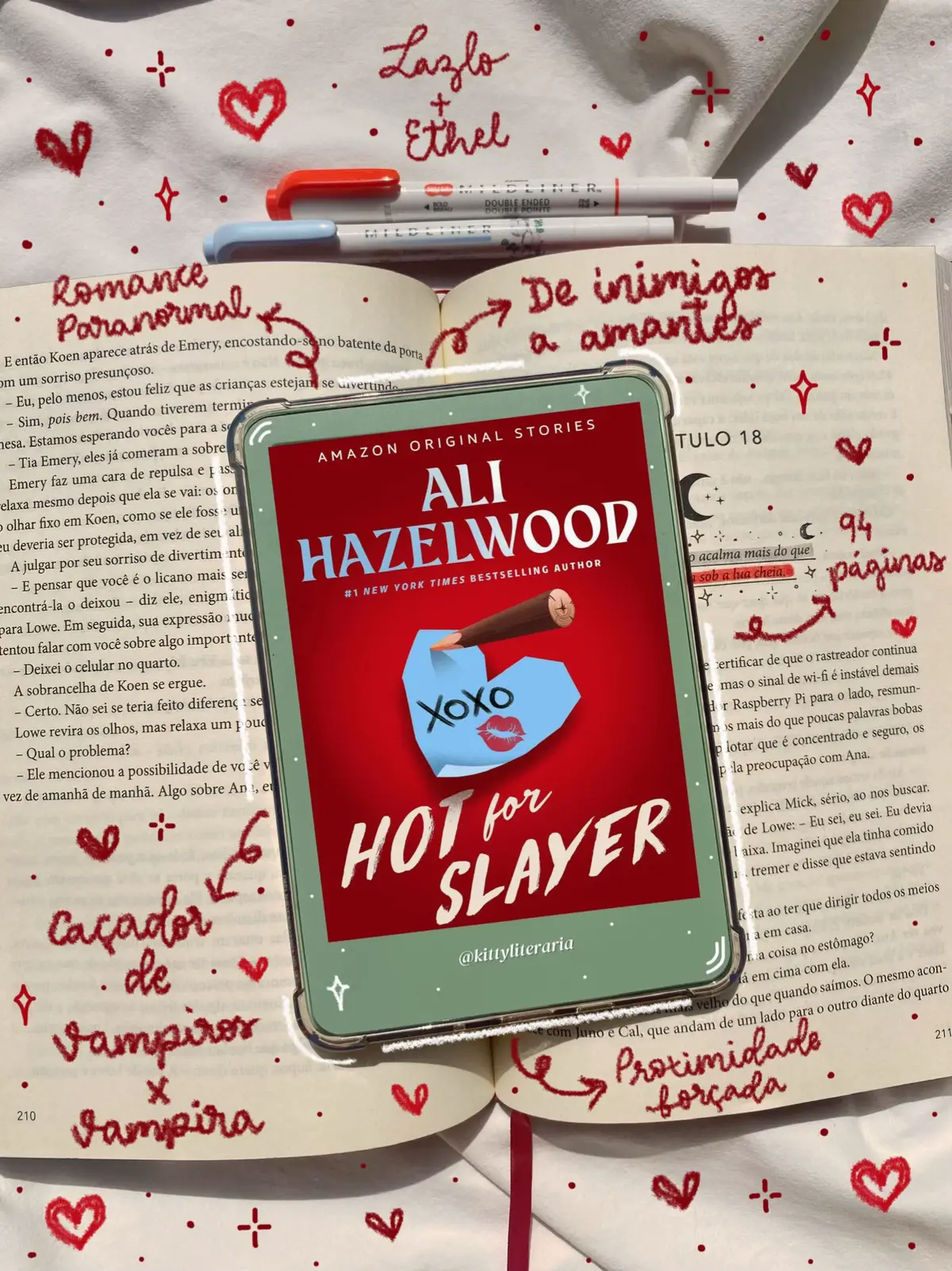 94 páginas, e eu fiquei obcecada do início pela Ethel e o Lazlo! Essa história merecia umas 400 páginas, mas eu espero que a Ali escreva mais e mais romances com vampiros( e caçadores, óbvio.) @Ali Hazelwood  #livrosdefantasia #alihazelwood #livrosderomance #BookTok  