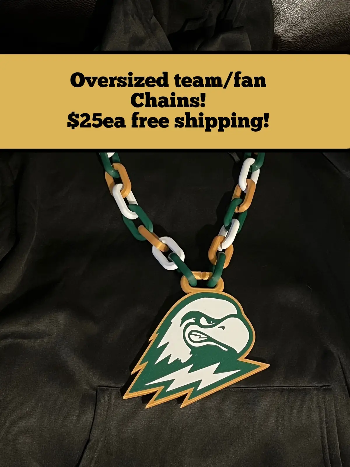 #football #highschool #custom #fans #team Oversized team/fan Chains! DM me for ordering info! Show your team spirit🤩 $25ea free shipping. Team or group rates available! Let’s goooo
