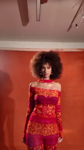 HELLO! Slaying the Anu print in a bold new color! 🩷🧡 #newcollection #blackownedbusiness #fashiontiktok 