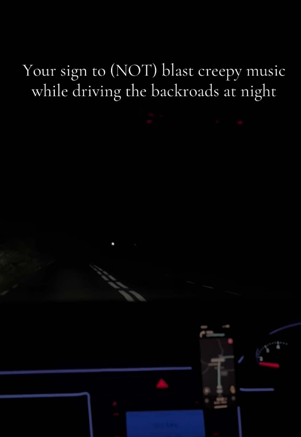 Your sign to (NOT) blast creepy music while driving the backroads at night🙏🏻 Excuse my French - I was scared #nightdrive #creepytok #scary #dublin 