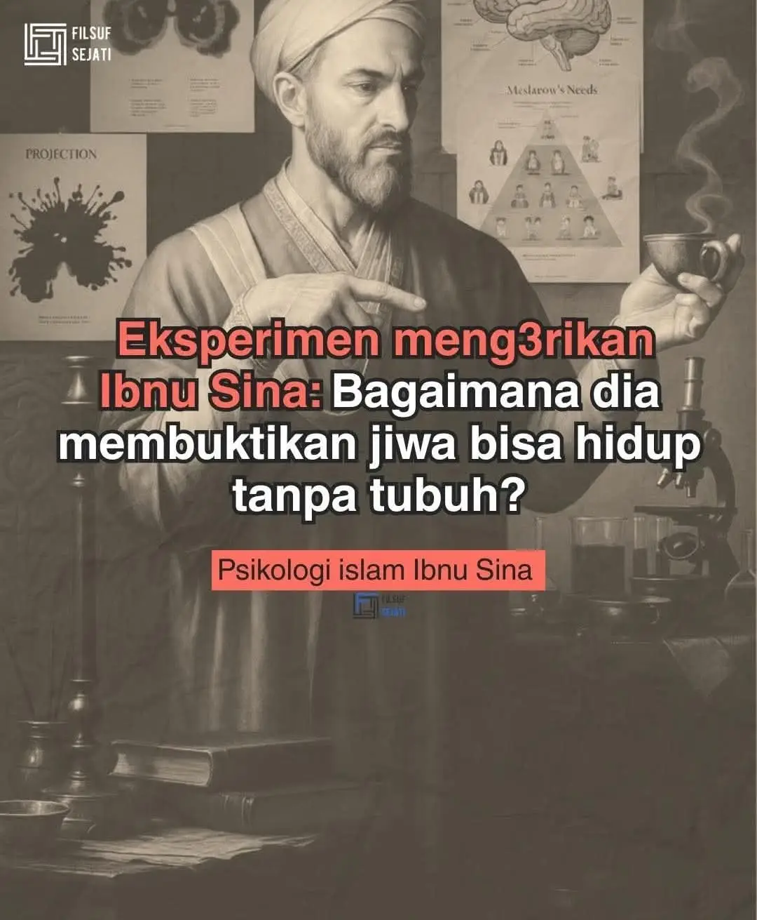 Ibnu Sina bikin eksperimen yang bikin geleng-geleng kepala. Bayangkan ini: kamu diciptakan di udara tanpa tubuh tanpa indra tanpa apapun. Cuma kesadaran murni. Apakah kamu masih tahu bahwa kamu ada? Jawaban Ibnu Sina: YA. Kesadaran akan diri tetap ada bahkan tanpa tubuh. Ini dia bukti bahwa jiwa itu terpisah dari jasad. Mindblowing! Tapi ini baru permulaan... . RAHASIA KEKUATAN JIWA YANG DISEMBUNYIKAN SELAMA 1000 TAHUN Ibnu Sina menemukan sesuatu yang modern psychology baru akui: pikiran bisa menyembuhkan atau menyakitkan tubuh. Dia bilang orang sakit bisa sembuh cuma dengan kekuatan niat. Sebaliknya orang sehat bisa jatuh sakit kalau pikirannya sakit. Ini bukan pseudoscience. Ini psikosomatis versi Ibnu Sina yang telah ia tulis 1000 tahun lalu. . KONSPIRASI WAHM: SENJ*TA BERBAHAYA DALAM DIRIMU Ibnu Sina identifikasi satu kekuatan misterius dalam jiwa: wahm (estimasi). Ini yang bikin kamu: •  Takut padahal belum tentu terjadi •  Merasa dicintai padahal cuma khayal •  Yakin akan gagal sebelum mencoba Wahm bekerja diam-diam bahkan saat kamu tidur. Ia menciptakan realitas tersendiri berdasarkan apa yang kamu yakini. Bahaya atau berkah? Kamu yang tentukan. . PILAR KEABADIAN JIWA YANG MENGGUNCANG DUNIA BARAT Descartes, bapak filsafat modern, ternyata COPAS dari Ibnu Sina! Flying man argument-nya Descartes? Itu eksperimen manusia terbang Ibnu Sina versi dubbing. Ibnu Sina sudah buktikan 4 hal penting: 1.  Jiwa kekal dan tidak binasa 2.  Jiwa tidak tergantung pada tubuh 3.  Jiwa punya kekuatan super yang tidak kita sadari 4.  Hubungan jiwa-tubuh itu dua arah . TERBONGKAR: MENGAPA KAMU TIDAK PERNAH BERUBAH SEPENUHNYA Tubuh kamu berganti total selama 7 tahun. Tapi kamu tetap merasa sebagai diri yang sama sejak kecil. Kenapa? Ibnu Sina punya jawabannya: jiwa adalah kontinuitas identitas. Tubuh hanyalah pakaian yang berganti, tapi jiwa tetap. Inilah mengapa kamu bisa ingat masa kecil meski sel tubuhmu sudah berganti ribuan kali. . APA YANG MEMBUAT MANUSIA BEDA DENGAN BINATANG? Ibnu Sina bedakan 3 jenis jiwa: •  Jiwa tumbuhan: bisa tumbuh •  Jiwa binatang: bisa gerak dan rasakan •  Jiwa manusia: bisa berpikir dan MENGGUNAKAN WAHM . Wahm inilah yang bikin manusia bisa: •  Merasa bersalah •  Berkhayal tentang masa depan •  Merindukan masa lalu •  Merasa takut pada kematian Binatang tidak punya ini semua. . KESIMPULAN MENGEJUTKAN: KAMU BUKAN TUBUHMU Ibnu Sina tegaskan: tubuh cuma kapal, jiwa adalah kaptennya. Tanpa kapten, kapal hanyalah kayu mengambang. Tanpa kapal, kapten tetap ada tapi tidak bisa beraksi. Pertanyaannya sekarang: sudahkah kamu kenal kaptenmu?