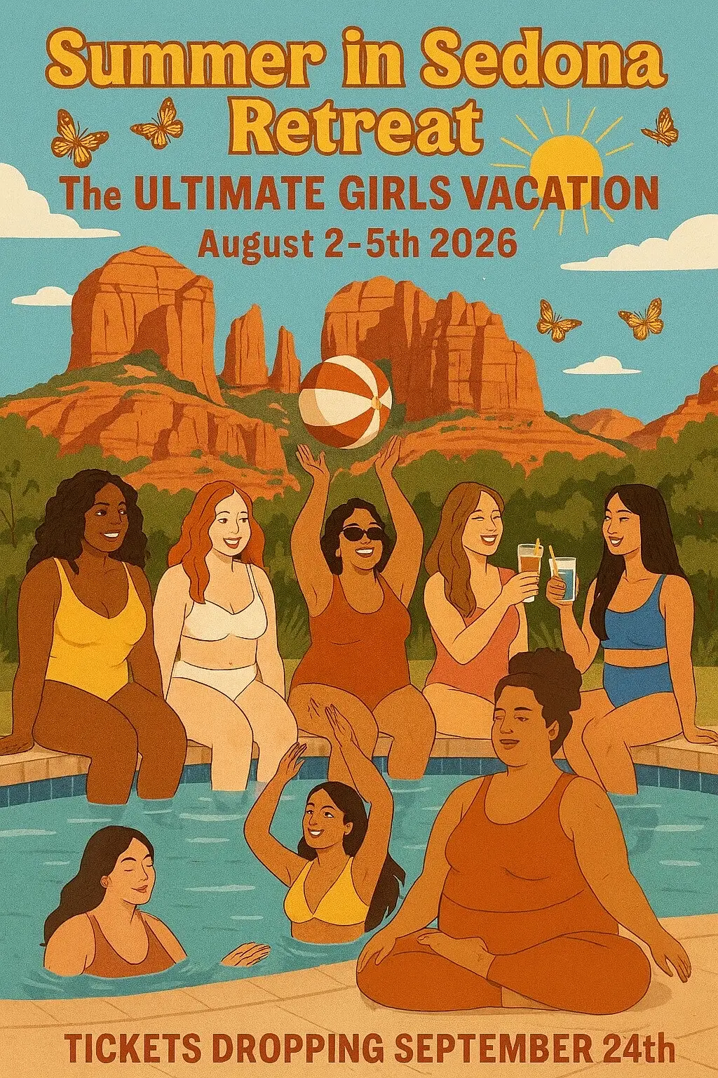 Dreaming of a Sedona escape where relaxation is the only item on the agenda? ✨ This is it! 🏜️☀️ Introducing our NEW Summer in Sedona Retreat - The ULTIMATE Girls Vacation August 2nd-5th, 2026 – designed purely for unwinding, girl time and soaking up the red rock magic without breaking a sweat! Forget the trails, we’re all about the chill! 😉🍹💦 Imagine: • Mornings waking up to breathtaking red rock views 🏜️✨ • Lazy days by the pool, cocktail in hand & delicious food 🥂 • Refreshing dips in Sedona’s natural waters (Slide Rock or Buddha Beach TBD!) 🌊 • Delicious meals prepared by our private chef 🍽️ • Gentle yoga to soothe your soul each morning 🧘🏼‍♀️  • Goodies in your swag bag and endless good vibes with an incredible group of women! This is your invitation to connect, recharge and truly indulge. Only 7 spots available! TICKETS DROP TOMORROW VIA EMAIL NEWSLETTER!! 🥳🏜️✨ 💌 Monthly payment plans make it easy to say YES to yourself. 💫 Slide into my IG DMs to claim your spot in paradise tomorrow!🏜️✨ #sedonaarizona #womensretreat #sedonavacation #summerretreat 
