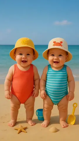 CUTE BABIES DANCING ON THE BEACH #baby #kidsoftiktok #funnybaby #funnydance #babydance 