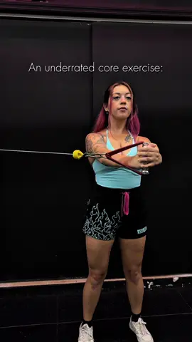 The Pallof hold/press  An anti-rotation core exercise that teaches your abs to resist movement. Stronger core, and yes—flatter-looking waistlines.”