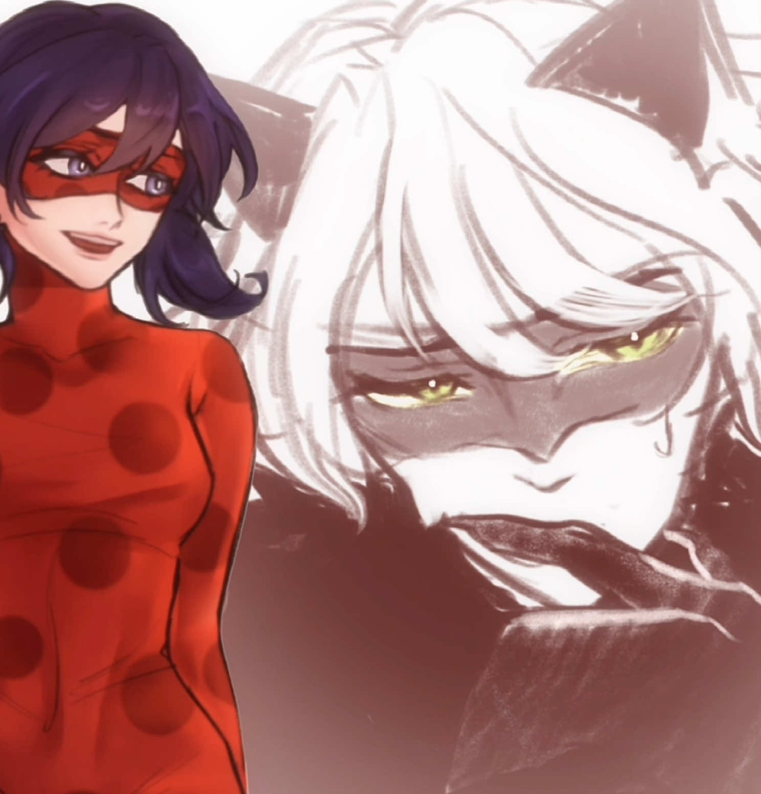 original inspo - @ZAKOV_  , lady noir this time ( first time using blurr for tween ) #miraculousladybug #ladybug #catnoir #chatnoir #blurr #edit #digitalart #myart #commissionsopen #fy #fyp #adrienagreste #marinette 