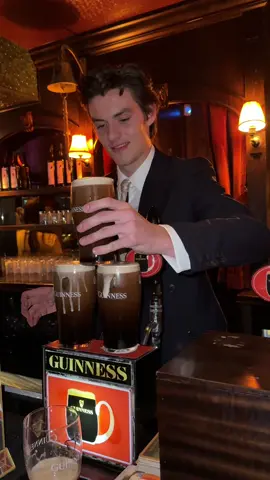 Louis Partridge pouring pints at the House of Guinness after party #houseofguinness 