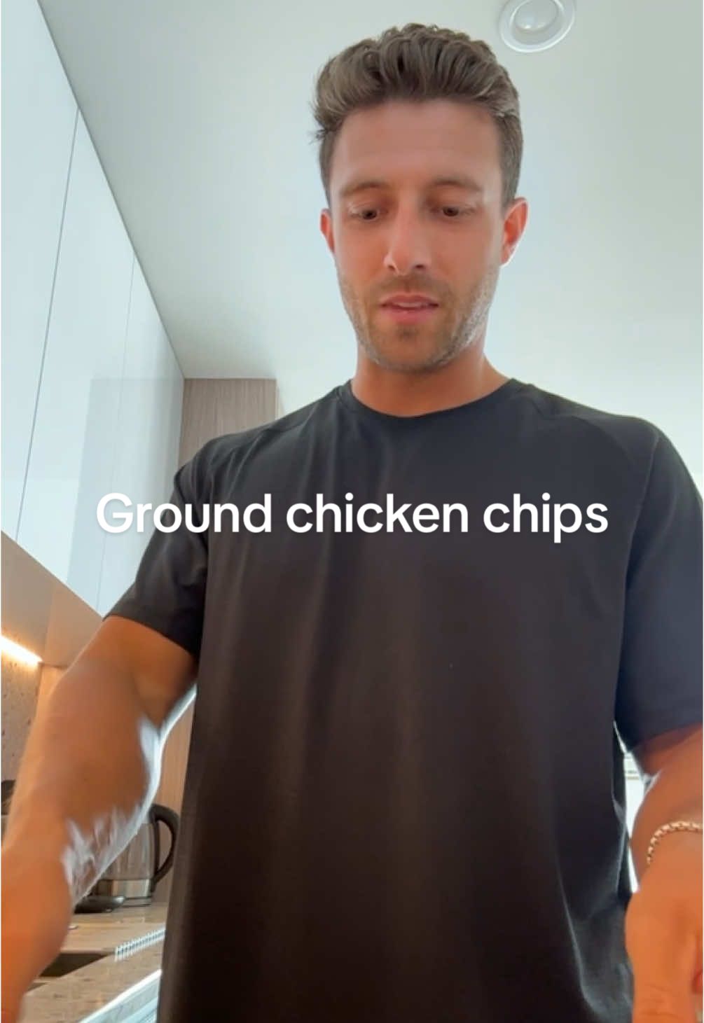 High protein snack: Baked ground chicken chips. These taste great and are easy to make. Just add whatever seasoning to your ground chicken and spread on a baking sheet to bake. Guac is optional, but a great add #protein #snack 
