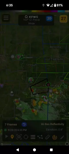 Severe Thunderstorm Warning for the Sallisaw Oklahoma area. Take appropriate precautions now. Turn around don't drown.  Please Like Comment and Follow TNX. 