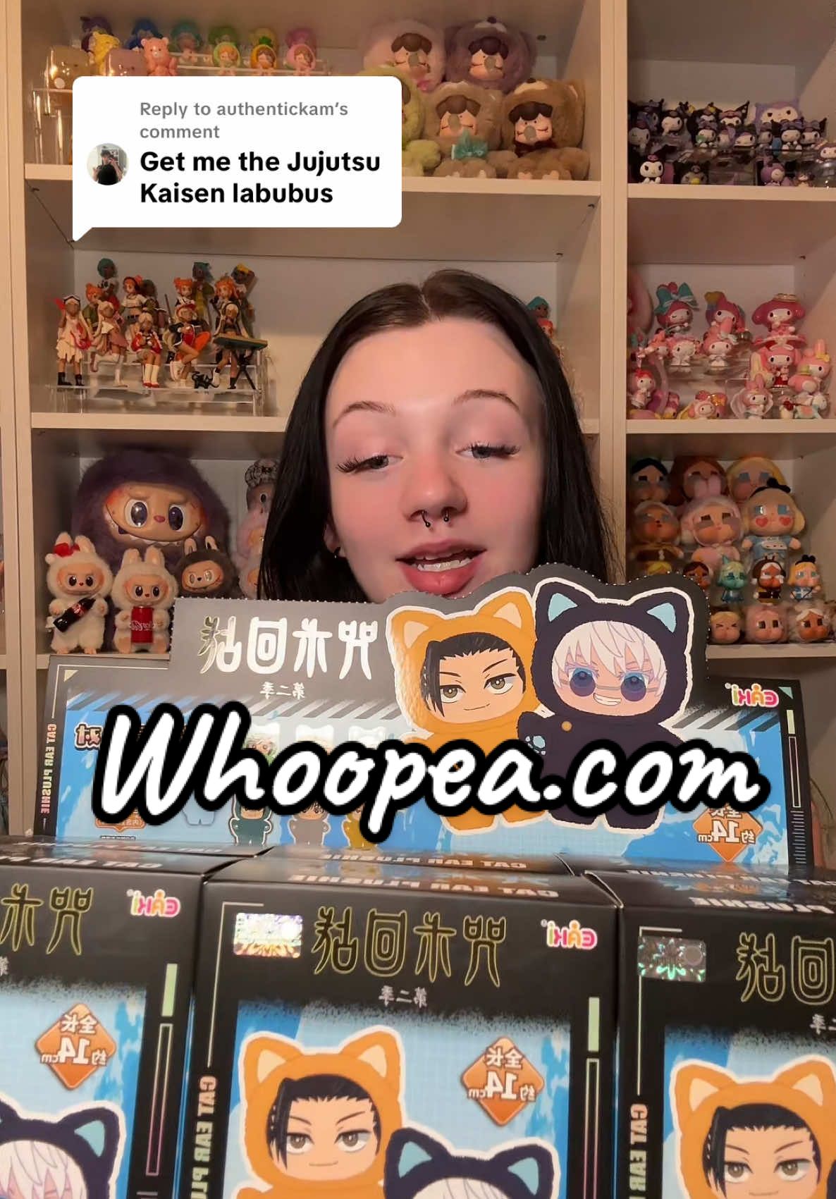 Replying to @authentickam @Authentickam told me to get the Jujutsu Kaisen plush keychains… so I did 😌🧸✨ grab yours from @Whoopea@IG: Whoopeaofficial and use my code Mari12 for 12% off 💖 #whoopea#WhoopeauKaisen #plushkeychain #animehaul #blindbox 