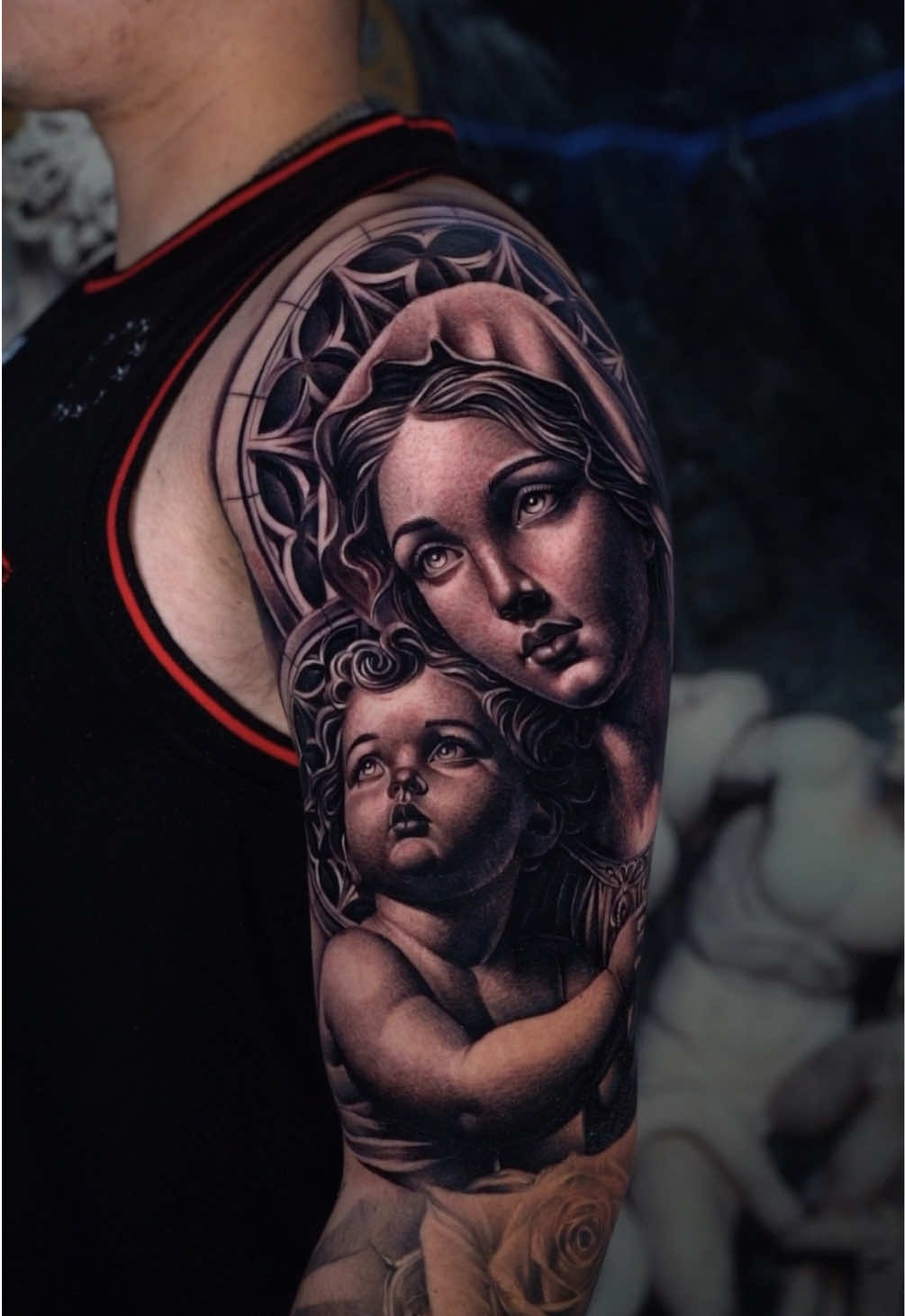 Artist: @JAYJAY🦅  For booking info Text/Call “JayJay” to (626)507-5821 #manifeststudioinc #tattoos #blackandgreytattoo #religioustattoo #tattooideas 