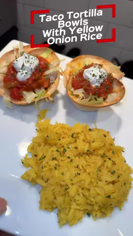 It’s TACO TUESDAY 🌮 !!!!!  Taco Tortilla Bowls with Yellow Onion Rice …… How many y’all want ? 🔪👩🏽‍🍳 #fyp #fypviral #tacotuesday #tacos  #viralvideo 