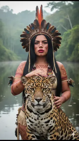 tutorial rápido e fácil  vestido de índia 🪶🪶 baixa o Gemini no Google ou Playstore. Peguei uma foto de sua preferência  e copie e cole esse texto aqui em baixo 👇🏼👇🏼👇🏼 :Retrato editorial hiperrealista com rosto da foto  em 4K. Mulher pele clara  no rio  Amazônica vestida de Índia, rosto , braços e pernas pintados com traços indígenas , com cocá de penas grandes na cabeça, abraçada a uma onça. A onça à frente, os olhos da mulher olhando para a câmera com olhar fixo. A pata da onça apoiada nos ombros da mulher ,Mulher com cabelos pretos longos lisos , rosto com brilho natural, maquiagem profissional, com delineado marcante, batom cor vermelho.Traços originais preservados. Fundo: de rio, luz natural suave. Estilo: fotografia editorial realista e cinematográfica. #gemini #ia #foto #fyp #tutorials 