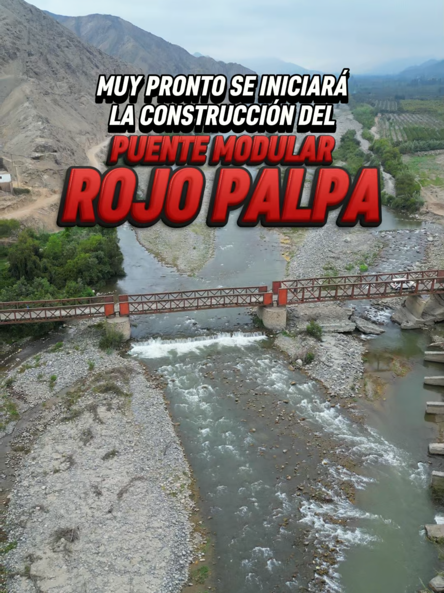 🚧✨ ¡Buenas noticias para Palpa – Huaral! Se entregó el terreno para la construcción del Puente Modular Rojo Palpa, con más de 100 metros de longitud y una inversión de S/ 8.2 millones 💰. Este proyecto mejorará la conectividad y seguridad vial, beneficiando a cientos de familias 👨‍👩‍👧‍👦 y aportando al desarrollo de toda la provincia. La Municipalidad de Huaral reafirma su compromiso con obras que impulsan el bienestar y crecimiento de nuestra gente 🌱💪.