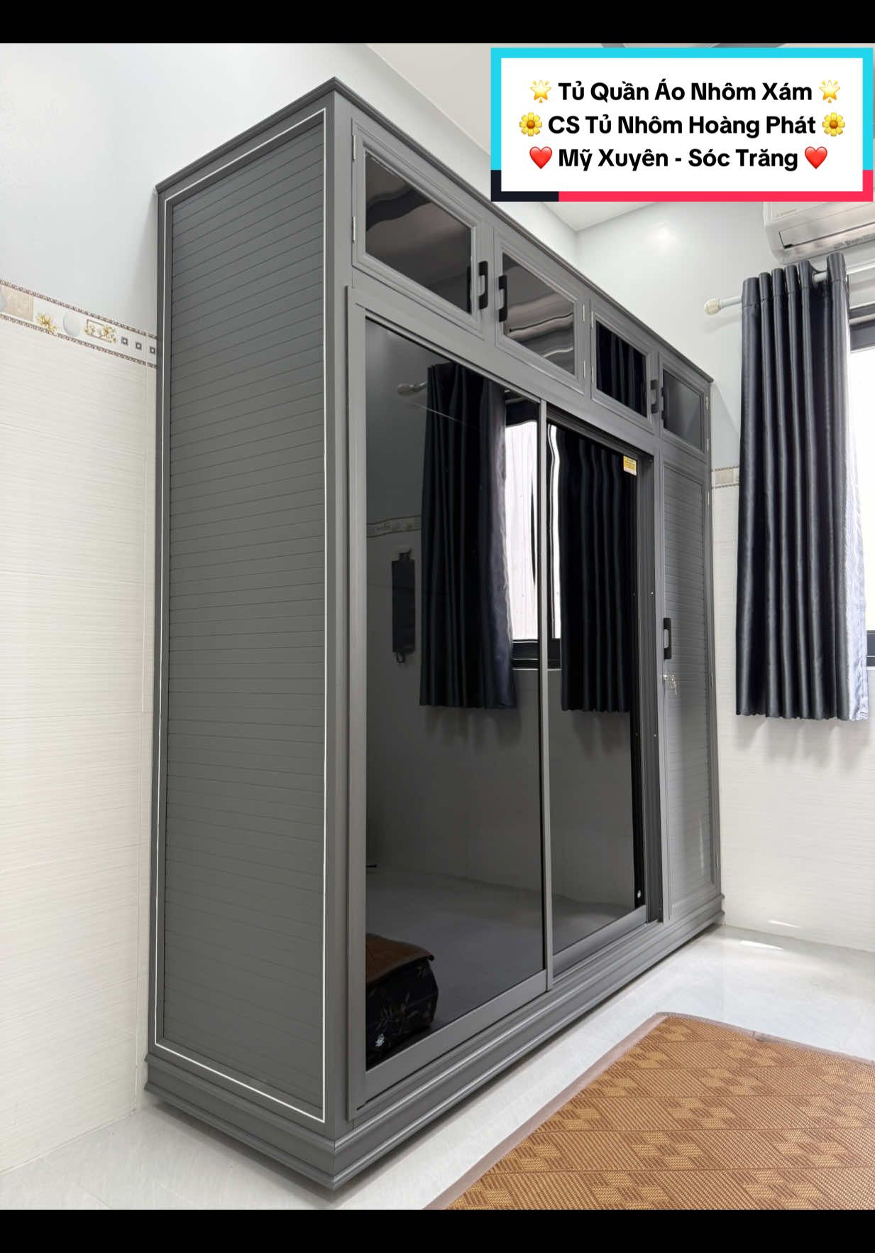 ☺️ Tủ Quần Áo Nhôm Xám - Cửa Lùa Kiếng Màu Khói Về Nhà Khách Tại Châu Đốc - An Giang ☺️ Một Chiếc Tủ Tiện Ích + Đúng Nhu Cầu Sử Dụng Của Khách Em ❤️ #nhomkinh #tuquanao #tuquanaodep #noithatdep #noithat 