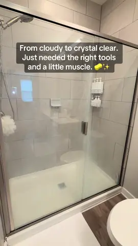 Crystal clear glass just hits different ✨ #showerglass #clean #magiceraser #zep 