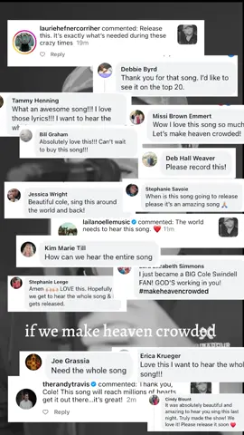 Overwhelmed by the response to this song 🙏 doing everything we can to get it to y’all soon. #makeheavencrowded 