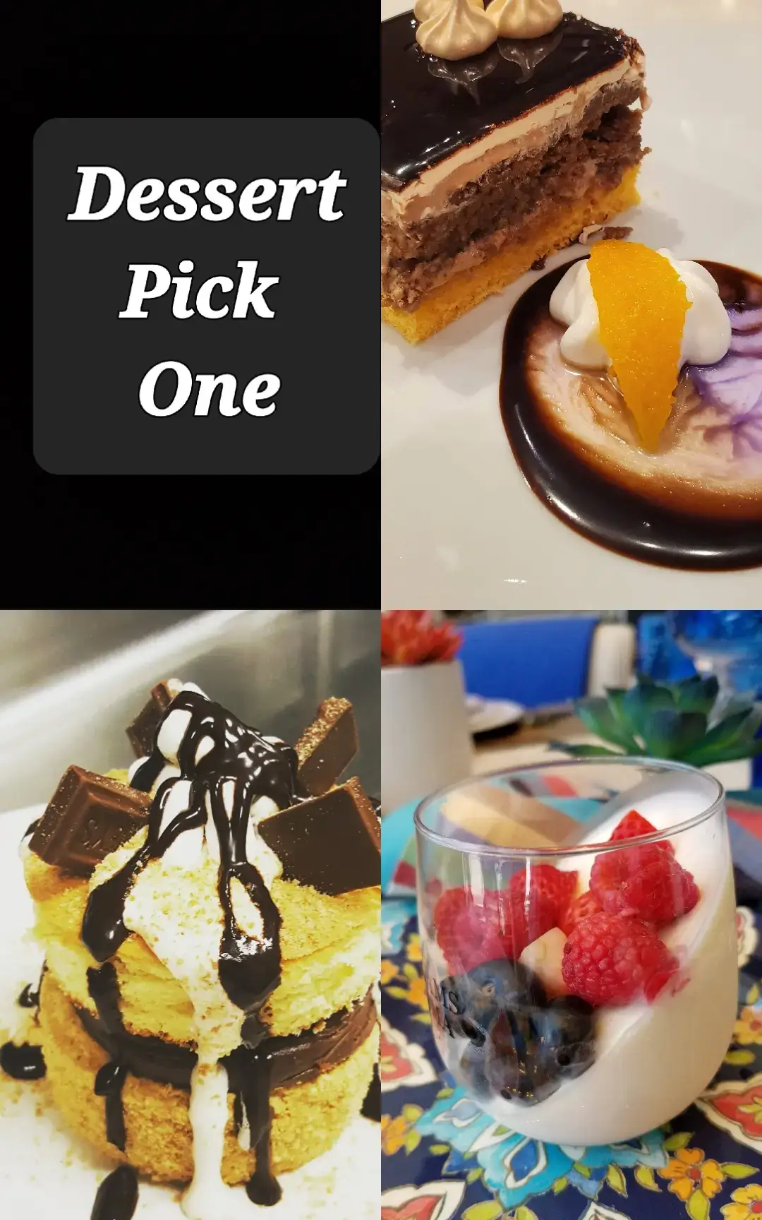 Let's finish the day off with a nice dessert 🍰 Dessert types:  1 Triple Chocolate Mousse Cake 2 individual S'Moores Cake 3 Triple Berry Pana Cotta Which one would you like ? #fyp #creatorsearchinsights #tiktokfood #culinaryicon #dessert 