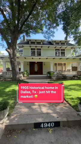 Built in 1905 still turning heads in 2025 🤩 would you buy this 1905 charmer?  -$1,950,000 - 4 bd, 3.5 ba, 3,666 sq ft -Corner lot  Real estate agent: @zakmailey  #historical #dallas #1905 #renovation #realestate 