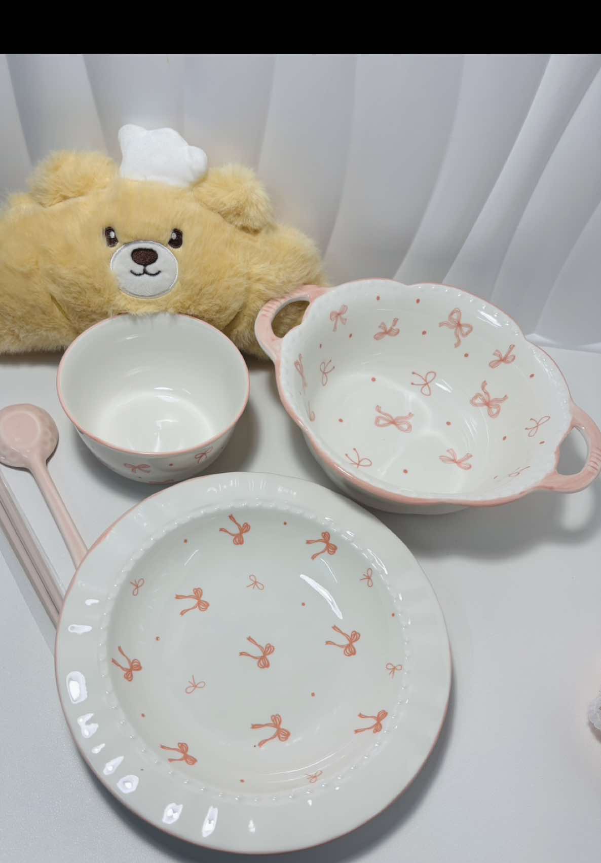 Unbox bộ bát đĩa nơ hồng 5 món version 2 😎💕 #dogiadung #xuhuong #dodungnhabep #unboxing #decornhadep 