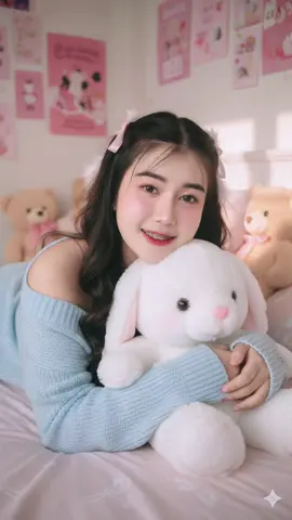 #Aiทำถึงเกิ๊น   1.เข้าแอฟ Gemini 2.เลือกรูป 3.ป้อนคำสั่ง (prompt)  : สร้างภาพพอร์ตเทรตสมจริงของหญิงสาว(ใบหน้าและผิวเหมือนต้นฉบับ 100% ห้ามแก้ไข)นอนพิงหมอนอยู่บนเตียงบรรยากาศห้องนอนโทนหวาน โรแมนติก ผนังห้องมีโปสเตอร์และการ์ดสีชมพูติดตกแต่ง เธอกำลังโอบกอดตุ๊กตากระต่ายสีขาวอย่างอ่อนโยน มีตุ๊กตาหมีนุ่มนิ่มวางรอบตัว การแต่งกาย: สวมเสื้อไหมพรมสีฟ้าอ่อนเปิดไหล่ โชว์ผิวเนียนละเอียด ดูละมุนอบอุ่น การแต่งหน้า: แต่งหน้าโทนธรรมชาติเน้นความใสอมชมพู ผิวขาวเนียนสว่าง ปัดแก้มสีพีชอ่อน ริมฝีปากชมพูระเรื่อ ดวงตากลมโตแต่งด้วยอายแชโดว์โทนชมพูเบา ๆ ขนตางอนยาว ทำให้ใบหน้าดูหวานและอ่อนโยน ทรงผม: ผมสีน้ำตาลเข้มยาวดัดลอนอ่อน ๆ มัดสองข้างหลวม ๆ แซมด้วยริบบิ้นเส้นเล็กสีชมพู และประดับด้วยขนนกสีขาวเล็ก ๆ เพิ่มความฝันหวาน รายละเอียดกล้อง: ถ่ายด้วยกล้อง Canon EOS R5 เลนส์ RF 85mm f/1.2L ฟูลเฟรม รูรับแสง f/1.4 ความละเอียดสูงสุด 8K คมชัดทุกรายละเอียด แสง: แสงธรรมชาติสว่างนุ่มนวลลอดผ่านหน้าต่างให้บรรยากาศอบอุ่นโรแมนติก แสงกระจายทั่วห้องสร้างมิติที่ละมุน อบอุ่น และเป็นโทนฝันหวาน ตามแบบภาพต้นฉบับ #เทรนมาแรงวันนี้ #อย่าปิดกั้นการมองเห็น 