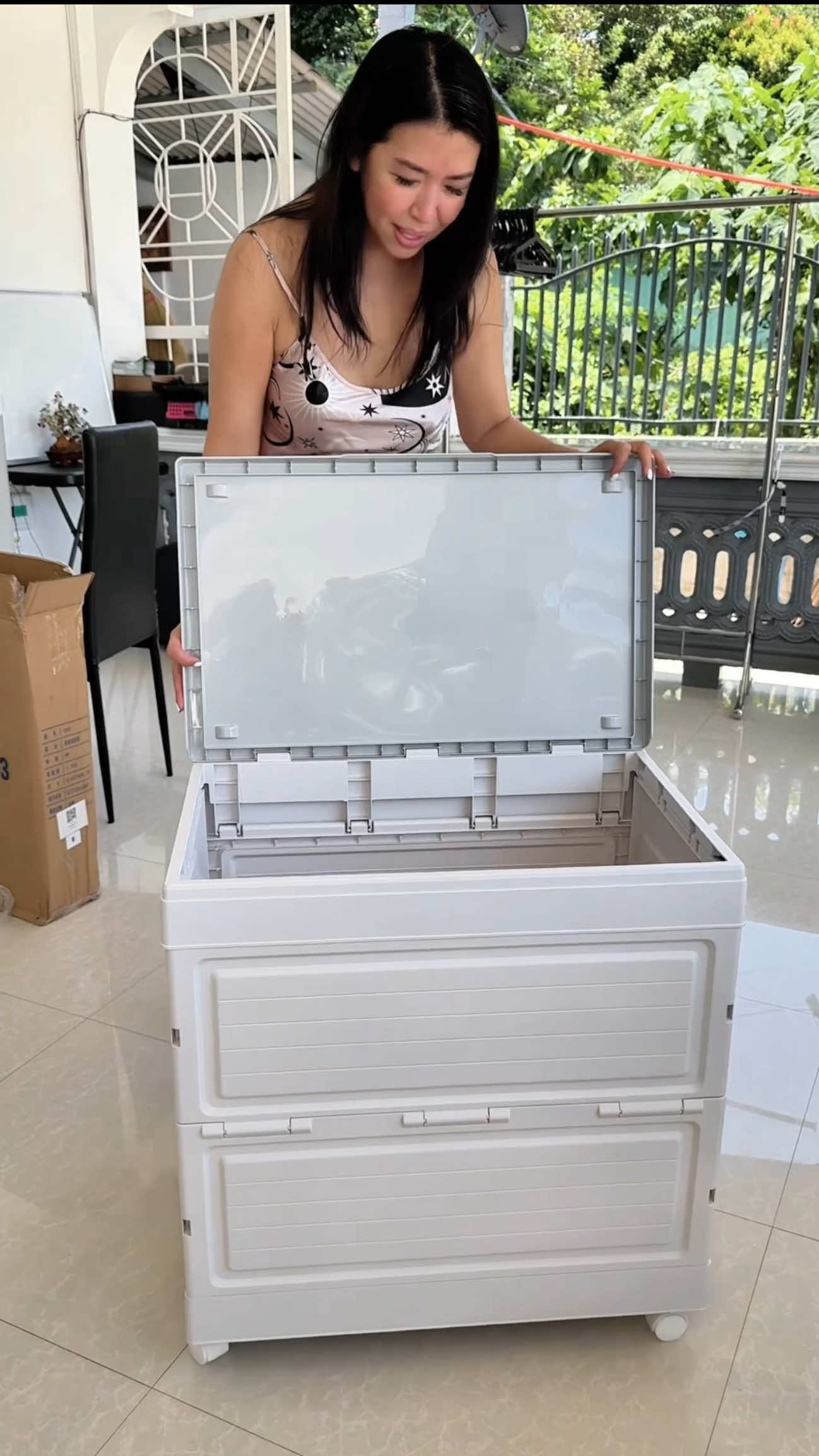 Storage box perfect for my stuff- durable, spacious amd easy to assemble.  Click the yellow for order. #storagebox #fyp #tiktok #minimaliststoragebox 