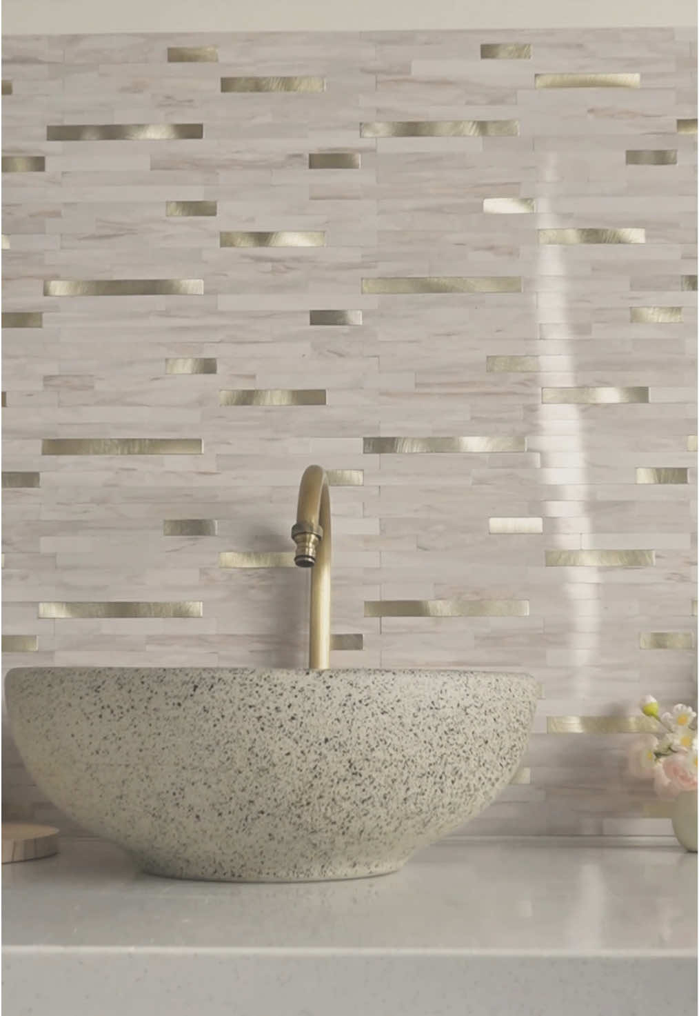 These peel and stick tiles really are awesome🫢#stickgoo #peelandsticktile #backsplashtile #peelandstickbacksplash #homeimprovement #bathroomdecor #homedecor #falldiydecor #bathroommakeover #bathroomupgrade 