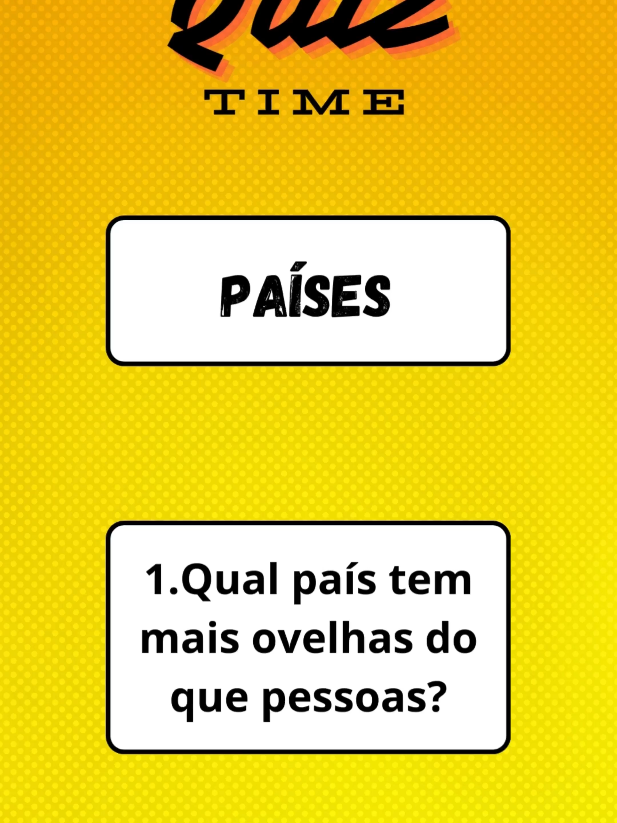 QUÍZ 1 - 🌍🔥 Você Sabe Mesmo Sobre o Mundo 5 Perguntas de QUIZ Que Vão Explodir Sua Mente!   Prepare-se para um QUIZ cheio de curiosidades incríveis sobre países ao redor do mundo! 🌎✈️ Será que você consegue acertar todas? 🤯 Teste seus conhecimentos, descubra fatos bizarros e compartilhe com os amigos! ⚡ Esse é o desafio perfeito para quem ama curiosidades, geografia e perguntas que ninguém espera. 👉 Assista até o final e comente quantas você acertou! #QuizMundo #Curiosidades #QuizGeografia #FatosIncríveis #Desafio