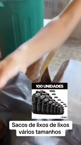 Saco de Lixo Preto Pacote com 100 unidades (Tamanhos 15, 20, 30, 40, 50, 60 e 100 Litros) Link: https://s.shopee.com.br/6fY8fAtKCB #casa #limpeza #pacote #saco 