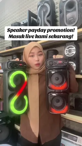 Speaker harga payday promotion!masuk live sekarang sebelum promotion habis! #speakermurah #speakerbluetooth #pembesarsuara #fyp #speakerkaraoke 