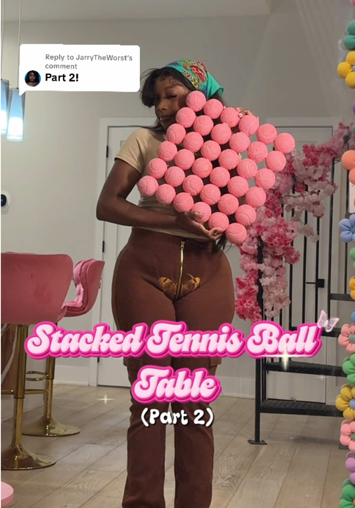 Replying to @JarryTheWorst 💕🎾Pink Stacked Tennis Ball Table 🎾 💕 (Part 2) Now that the hard part is done…I’m so excited to put everything together now! #tennis #tennisballtable #diyproject #diytable #tabledecor 