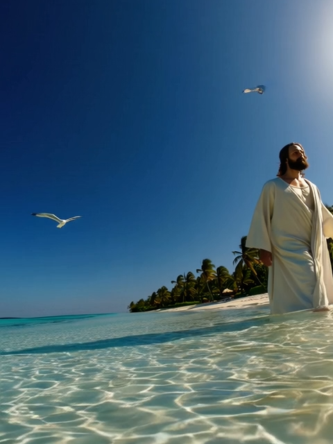 Jesus Cristo Andando na Praia
