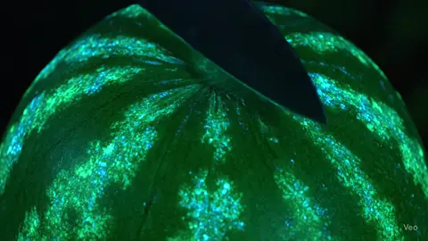 Ooo watch as a knife cuts into this bioluminescent watermelon  for another asmr episode #creatorsearchinsights #satisfying #ai #asmr 