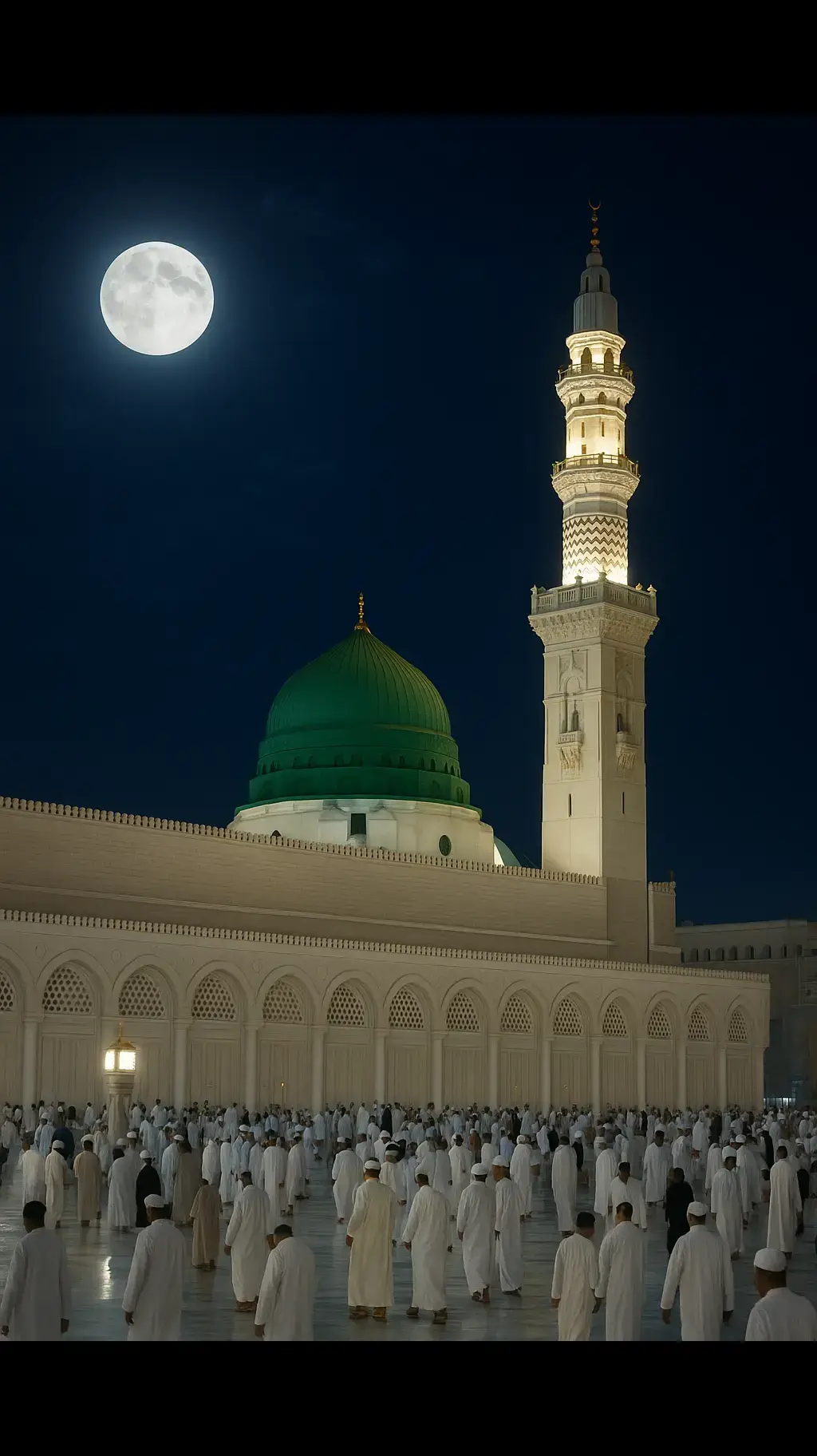 MADINA Munawar  Madina, the City of the Prophet, shines bright A beacon of faith, where Islam's history takes flight  The Masjid an-Nabawi, a mosque of grandeur and might Where the Prophet Muhammad's  tomb is a sacred sight The city's streets are lined with date palms, green and tall A tranquil oasis, where faith and peace enthrall Madinah's rich history and heritage are palpable and real A place where Muslims from all over the world come to feel The city's warm hospitality and welcoming smile Make it a place of pilgrimage, worth traveling a long while#islamic_video #islamicquotes #foryou #100k 