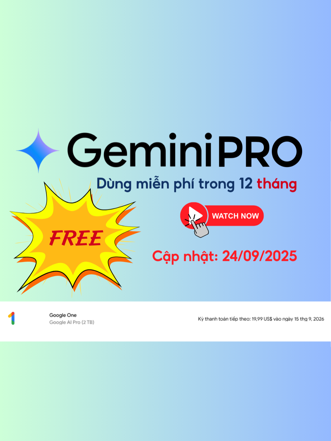 Đăng Ký Gemini Pro FREE 1 Năm - CỰC KỲ ĐƠN GIẢN! 24/09/2025 #geminiprofree #nanobanana #datdcc #xuhuong #viral