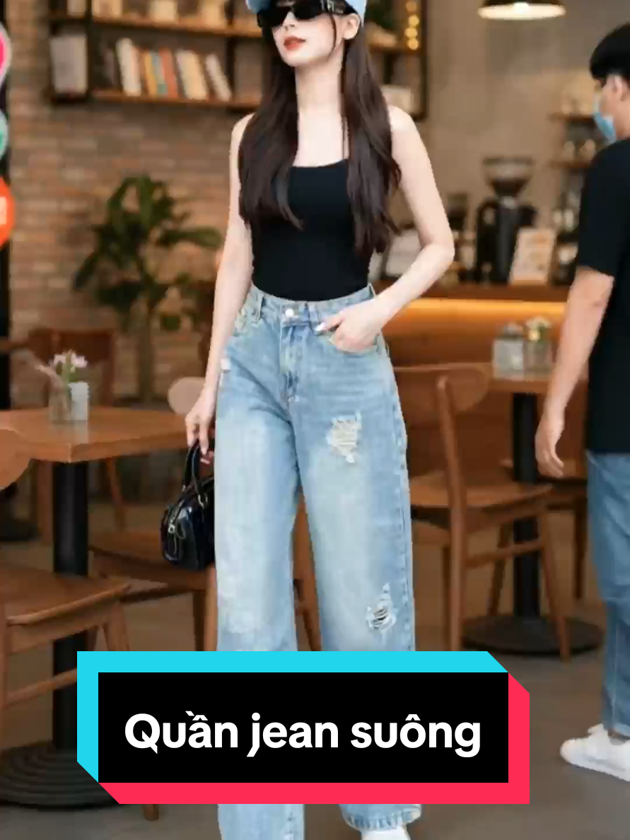 Quần jean suông ống rộng #quanjeansuong #jeansuong #quanjeannucaocap 