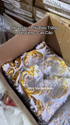 Hoa Góc / Phù Điêu Trắng Dát Vàng - Cao Cấp ❤️🥰 #mamtranbinhminh #mamtrannhuanano #trannhuanano #phudieu #hoagoc 
