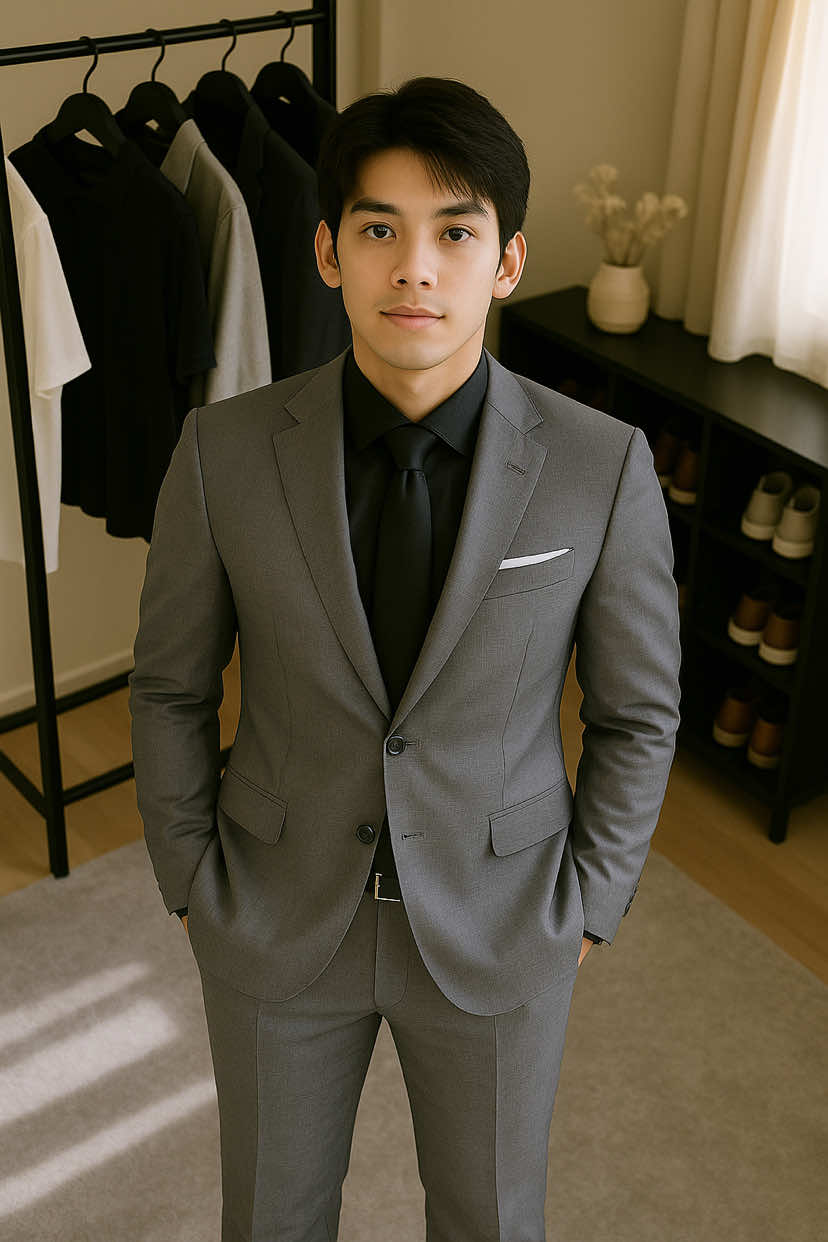 Tampil kalem tapi tetap classy dengan jas abu-abu. Cocok untuk meeting penting atau acara santai formal.💼🚀 #jasabuabu #jaspriafashion #ootdclassy #styleformal #jaspriamodern 