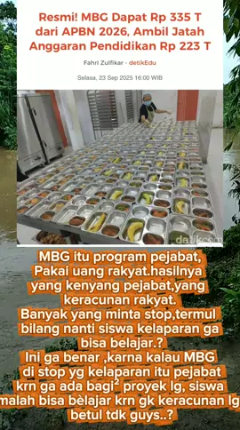 lebih baik ga usah ada makan gratis ,semakin banyak anggaran buat MBG akan semakin banyak juga proyek korupsinya . . . . . . . #fypppppppppppp 